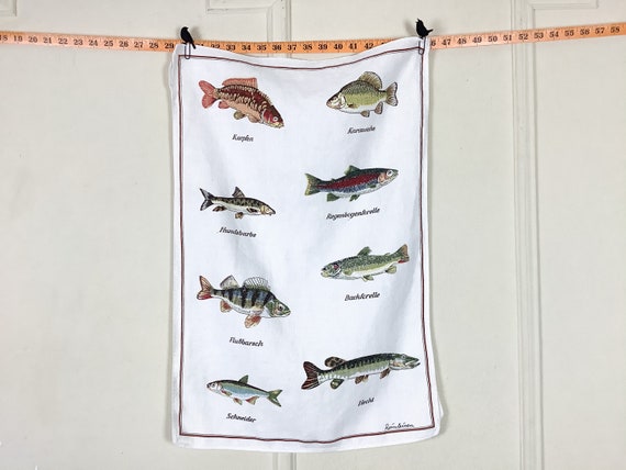 The Fishes, Vintage Reinleinen Linen Tea Towel, German Dish Towel, Hand  Towel With Lots of Fish: Carp, Pike More, Nautical, Fisherman Chic -   Hong Kong