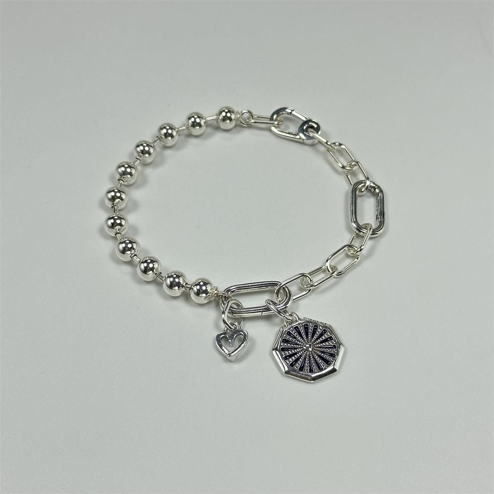 pandora heart and galaxy charm link chain bracelet