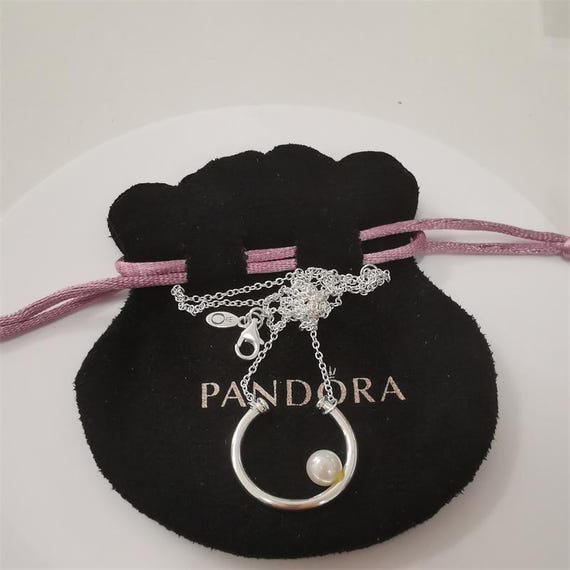 Pandora Contemporary Pearl Hoop Necklace 50cm Ireland