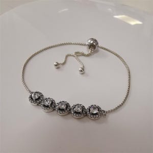 pandora round sparkle slider bracelet adjustable