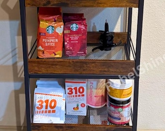Multi-Tier Kitchen Utility Cart with Wooden Shelves: Rolling Spice Rack Organizer