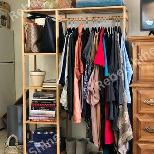 Wooden Clothes Hanging Rack for Kids & Adults | Garment Organizer | Wooden Clothing Rail | Freestanding Rack | Portable Clothes Rack