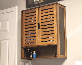 Bamboo Wall Mounted Bathroom Cabinet: Rustic Wood Organizer