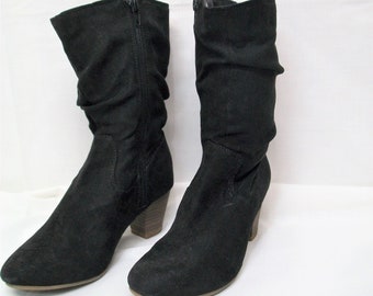 Newer Vintage Ankle Boots, Slouchy Boots, Black Suede Ankle Boots, Casual Fashion Boots, Size 6 Comfortable Boots,  Woman/teen boots