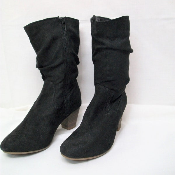 Newer Vintage Ankle Boots, Slouchy Boots, Black Suede Ankle Boots, Casual Fashion Boots, Size 6 Comfortable Boots,  Woman/teen boots