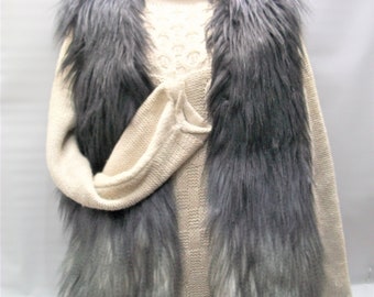 grey fuzzy vest