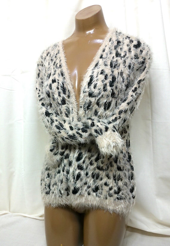 vintage,  Fluffy Lepard Sweater, Super Soft Sweate