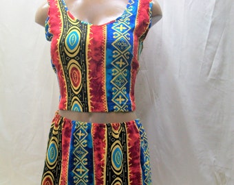 Handmade Two-Piece Skirt and Top Set, Colorful Skirt and Top, Summer wear, Beachwear, Woman Summer Clothing, Handmade original Design,