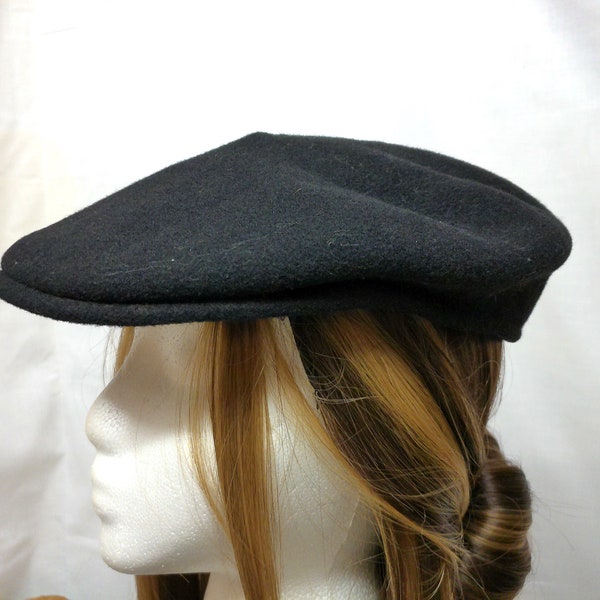 Vintage Kangol Cap, Large size, Retro Cap, Andy Cap, News Boy Style Hat, Made in England, High Quality Wool Cap, Unisex Cap, Black Beret,