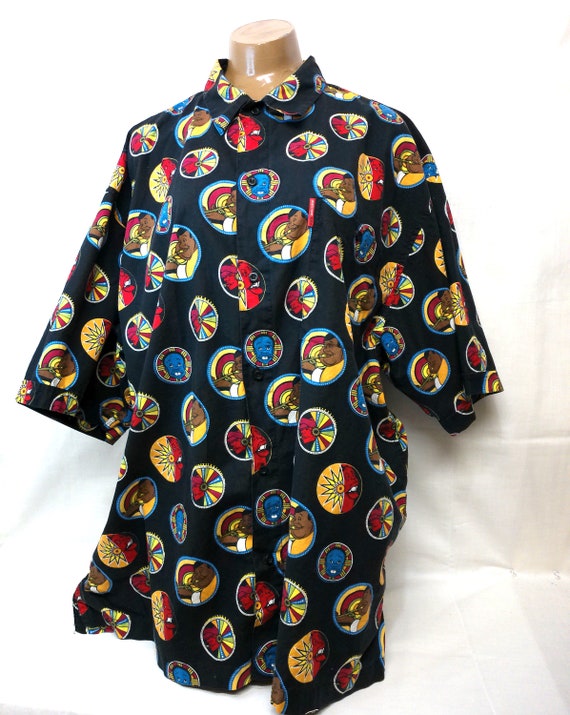 Vintage 90s FUBU Dress Shirt, Fat Albert Button D… - image 2