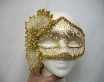 Handmade Mask, Mardi Gras Mask, Masquerade Party, Halloween Mask, Fancy Mask, Decorative Wall Mask, Display Mask, Feathers and Lace Mask