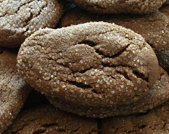 Molasses Ginger Cookies, Ginger Cookie, Cookie Favor, Christmas Cookies, Molasses Baked Goods, Organic Molasses, Birthday Food Gift, 1 dozen