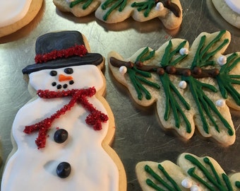 Decorated Christmas Cookies, Sugar Cookies, Pine Bough Tree Branch, Homemade Cookies, Food Care Gift, Homemade Baked Goods, Cookies, 1 dozen