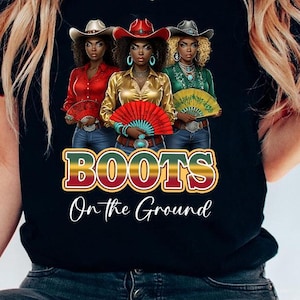 Boots On the Ground PNG, Line Dance Southern Soul Blues RnB Workout Cowboy Boots Pink Cowgirl Boots PNG Sublimation, Melanin Women Png