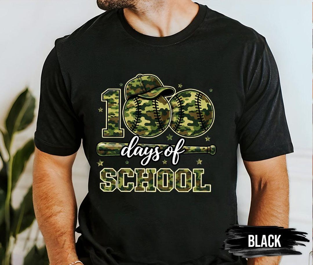 100 Days of School Baseball Camo Funny Boys Kids 100th Day Shirt - Etsy