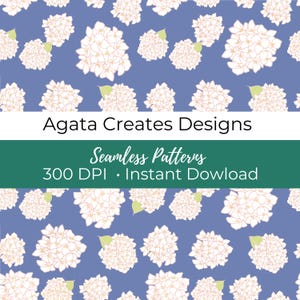 Hydrangea Floral Seamless Pattern | Elegant Spring Design for Fabric Printing & Sublimation | Commercial Use