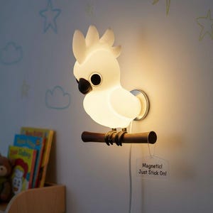 White Cockatoo Night Light - Hand-Painted & 3D Printed