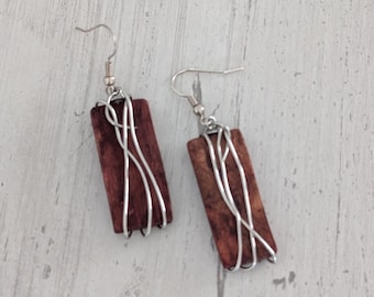 Maple Burl Wood Earrings - Nature-inspired Jewelry - Symbol of Strength, Balance & Generosity - Nature Lover Gift