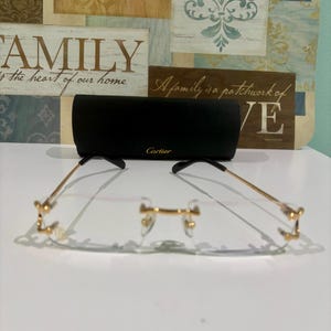 Cartier montuurloze brillen van puur titanium, vintage brillen met heldere lens, cadeau voor haar/hem, moedercadeau, cadeau ouders, cadeau voor papa