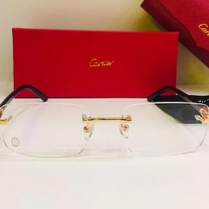 Gafas Cartier sin montura, modelo vintage CT2870, lentes transparentes, regalo para ella, para él, para la madre, para el Día del Padre, para papá