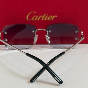 Cartier zonnebril met montuur zonder montuur/vintage brillen met blauwe glazen/cadeau voor haar, hem/Vaderdagcadeau/Bedankt-cadeau/Onafhankelijkheidsdag