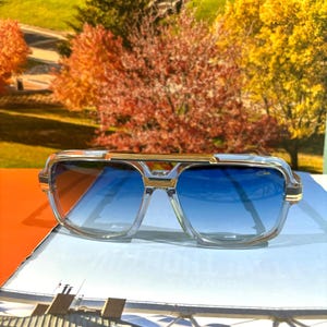 CAZAL Vintage Sunglasses, Mod 8042 Transparent Crystal Frame With Sky  Blue Lens Eyewear, Gift For Her, Him,  Mother Gift, Parents Day Gift