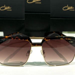 Vintage Trendy Fashion Cazal Sunglasses/ Tortoise & Gold Frame With Brown Shade lens Unisex Eyewear/ April Fool Gift/ Mothers Day Gift/ NOS