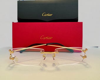 Cartier Pure Titanium Rimless Eyewear/ Vintage Clear Lens Eyeglasses/ Gift For Her, Him/ Mothers Day Gift/ Labor Day Gift/ Lunar New Year