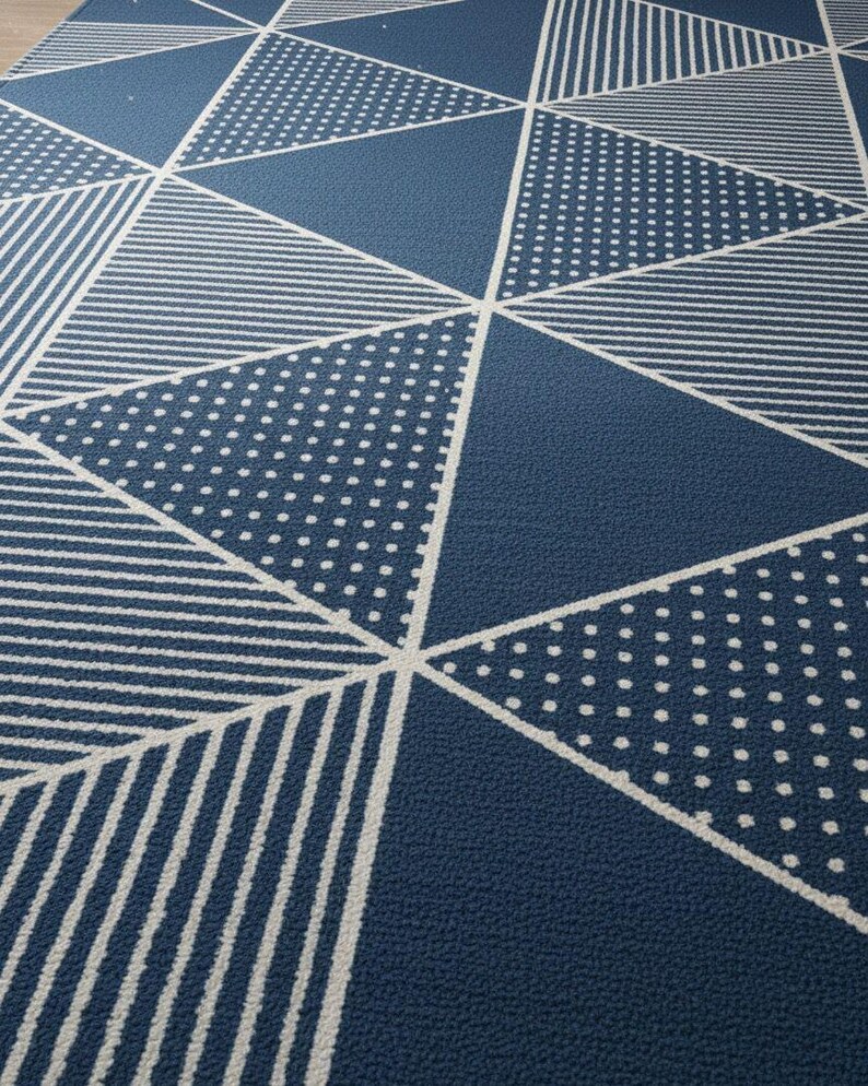 Hand Tufted Navy Blue Geometric Rug: Modern Indoor Outdoor Carpet - Etsy