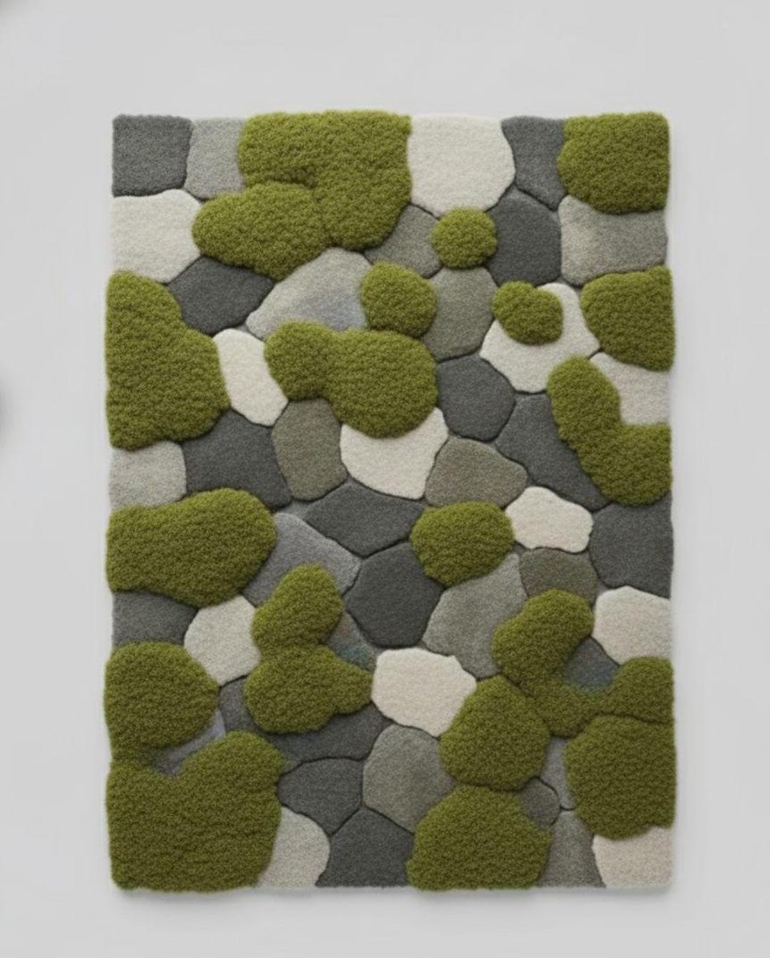 3D Moss Rug Hand Tufted Wool Area Rug Green Forest Floor Mat Nature ...