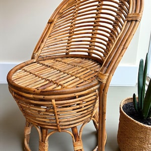 Handmade Rattan Accent Chair-Boho Bamboo Lounge Chair,Wicker Armchair for Living Room,Patio & Garden Seating, 2 Chair set