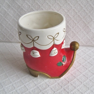 Vintage Santa Boot Ceramic Planter, Napco, 1962