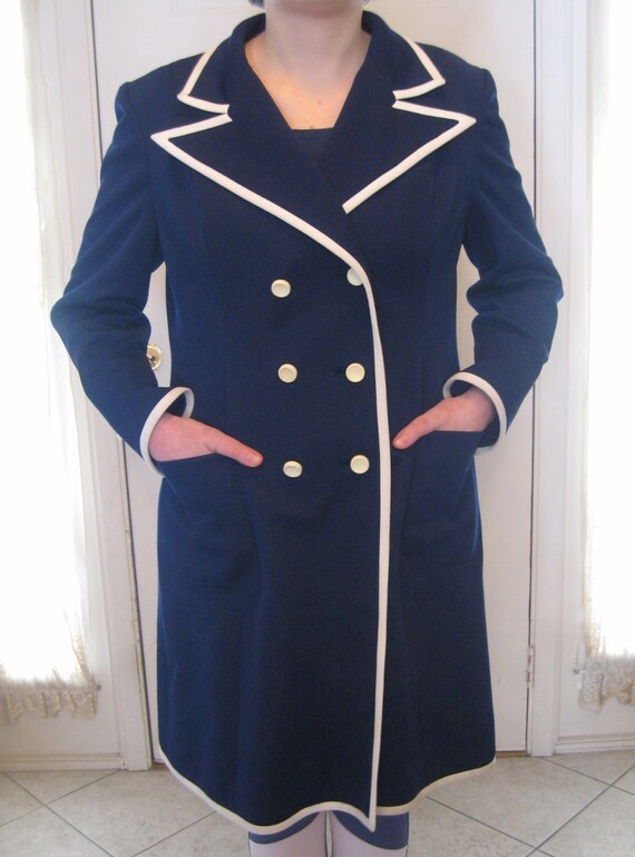 Vintage Lilli Ann Knit Navy Double Breasted Knit C