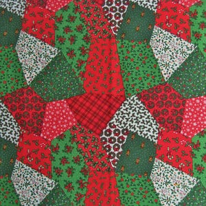 Vintage Patchwork Cheater Christmas Pattern Cotton Fabric, 1990s, David Textiles