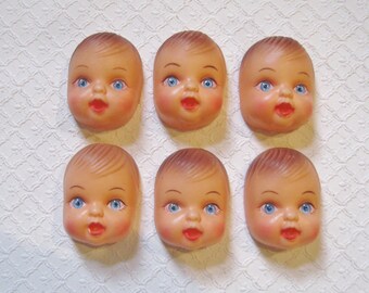 Lot of 3 VTG Vinyl Plastic Cartoon Baby Animal Craft Doll Heads Masks /& Hands