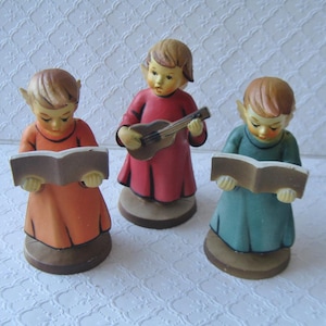 Three Plastic Hong Kong Choir Angels, 1960s-70s