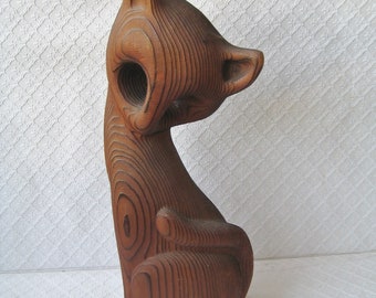 Midcentury Witco Handcarved Wood Cat, Tiki Bar Cat, Danish Modern As-Is