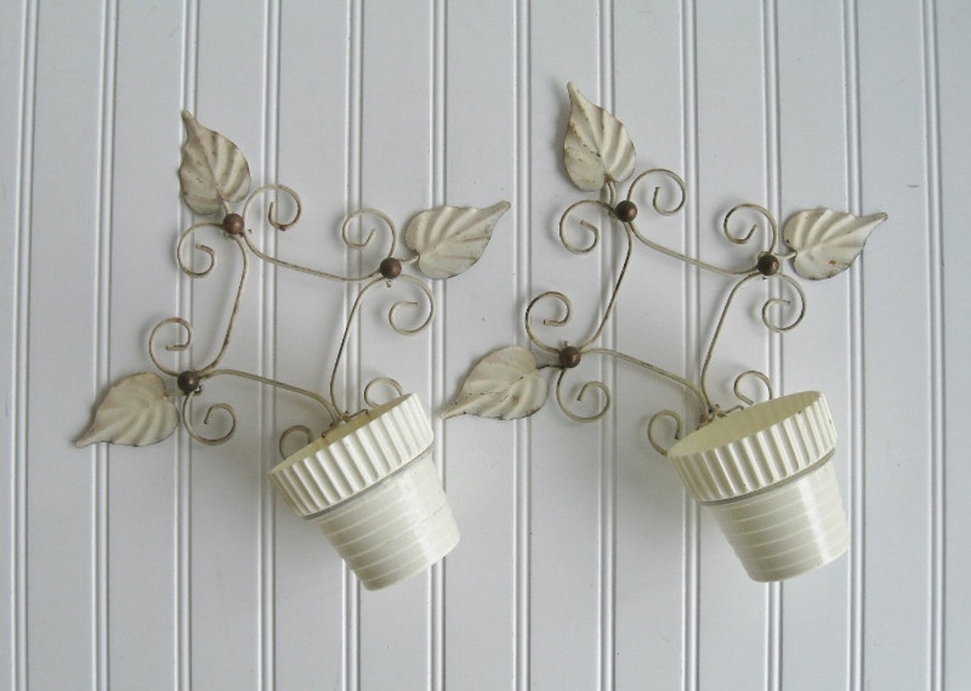 Vintage Wire Hanging Planters With Pots Midcentury Plant Etsy