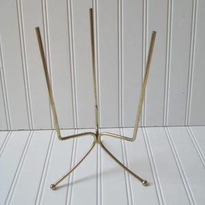 Midcentury Metal Tripod Plant Stand, Gold Tone Finish