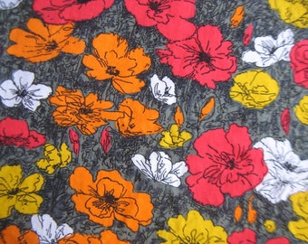 Vintage Poppy Print Upholstery Fabric, Copr R Pattern, Mint Condition, 49 Inches Wide, 60 Inches Long