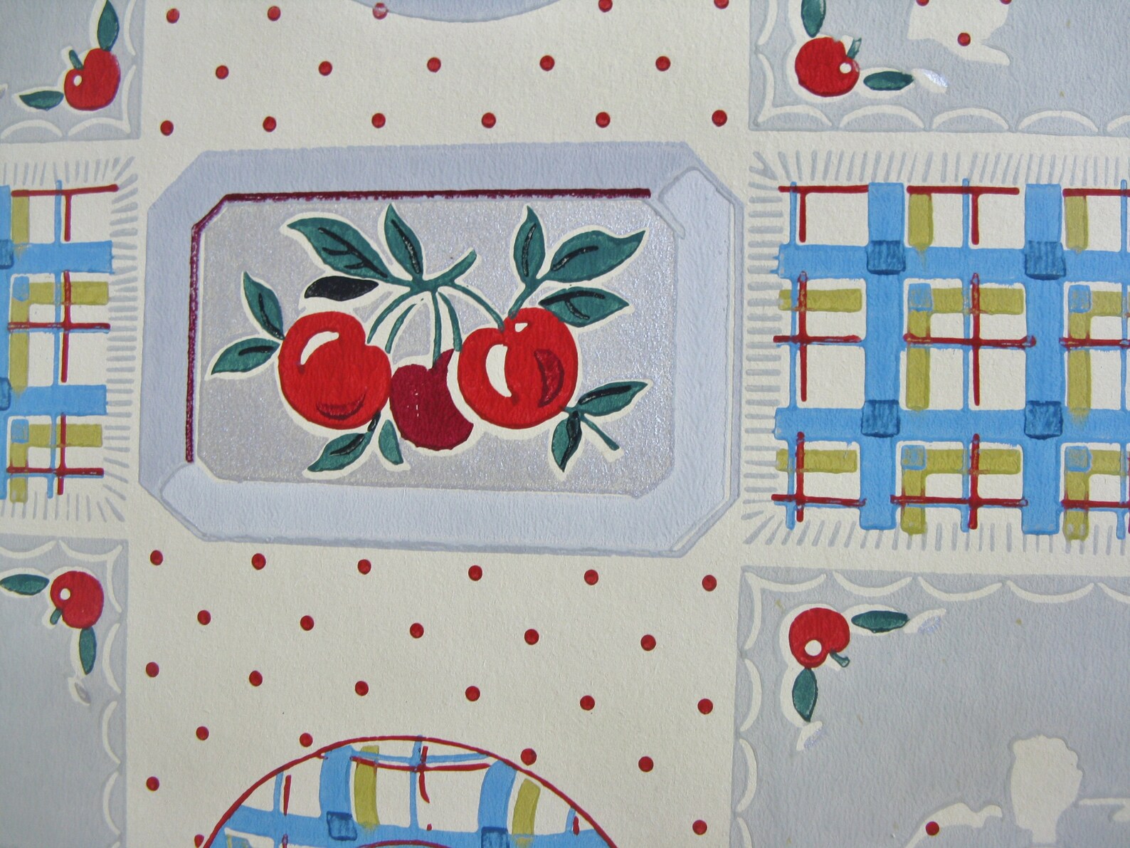 1 Yard Vintage Kitchen Wallpaper Chefs Cherries Etsy