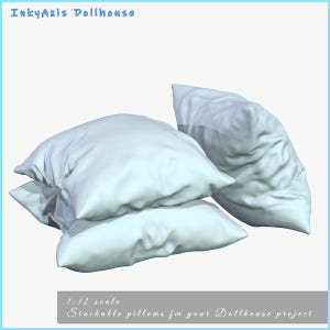 One twelfth scale Stackable Pillows. Dollhouse, miniature, tiny 3d.