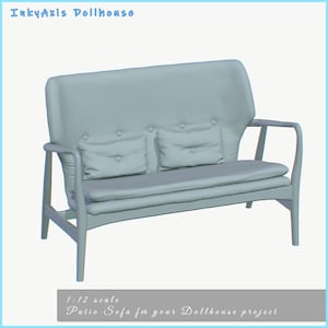 One twelfth scale Garden Sofa. Dollhouse, miniature, tiny 3d.