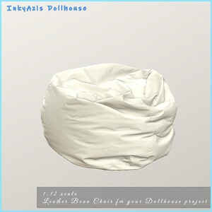 May include: A white leather beanbag chair, 1:12 scale, for dollhouse projects.