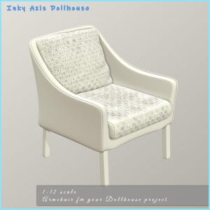 Armchair for Dollhouse - 3D Printable Miniature Furniture. 1:12 scale stl.