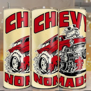 Vintage Chevy Nomads Tumbler Wrap | 20oz Sublimation PNG | Hot Rod Car Design | Digital Download for Car Lovers & Retro Style Gift