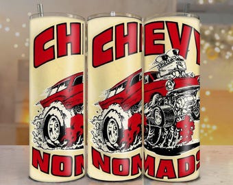 Vintage Chevy Nomads Tumbler Wrap | 20oz Sublimation PNG | Hot Rod Car Design | Digital Download for Car Lovers & Retro Style Gift