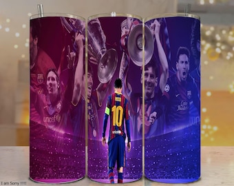 Lionel Messi Barcelona Sublimation Design (20oz Skinny) Tumbler: Football Fan Gift