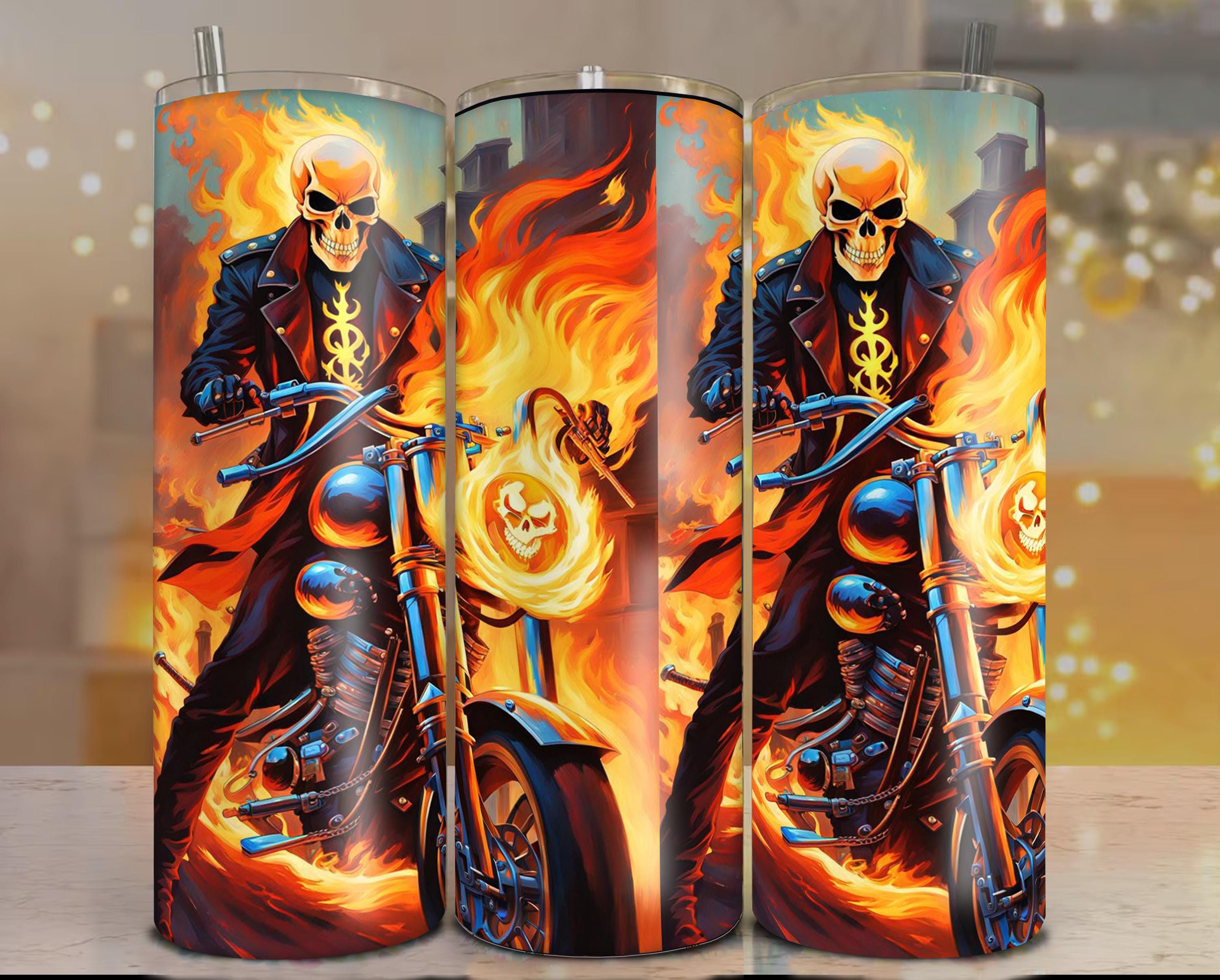 Ghost Rider With Motorcycle Vinyl Decal Sticker Set (2-6 Pcs) - High Gloss, For Cars, Windows, Laptops 2 thumbnail image