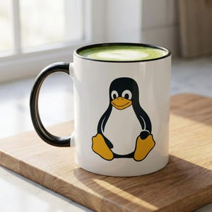 Taza de café divertida con diseño de pingüino y tul de Linux, taza para programadores y desarrolladores de código abierto.